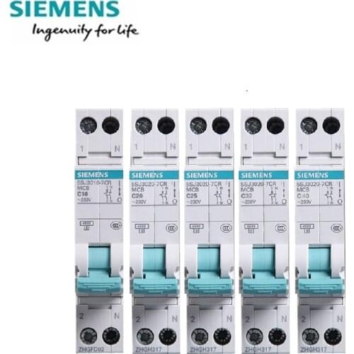 Siemens Miniature circuit breaker 4500 A 5SJ30 TYPE C 1P+N 10A 16A 20A 25A 32A 40A 5SJ30**-7CR