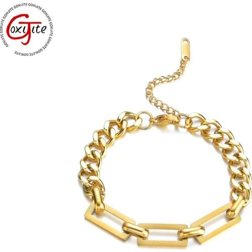 Goxijite Trendy Stainless Steel Simple Bracelet For Women Stitching Chain Charming Bracelet Fashion Party Birthday Jewelry Gift