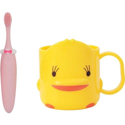 Lovely Children Toothbrush Cup Set Silicone Kids Boy Girl Little Yellow Duck Mouthwash Cup Toothbrush Holder Water Mug