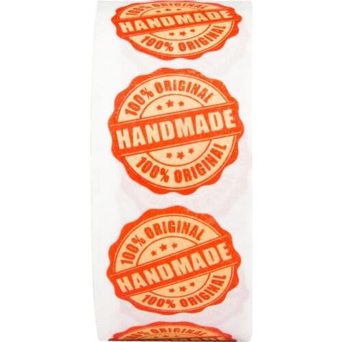 Red Handmade Stickers heart Wedding Stickers 50-500pcs labels for Party Favors Decoration Envelope Seals Stationery Stickers