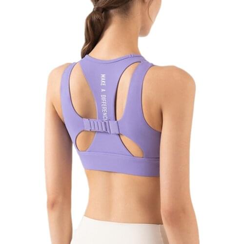 2021 Summer New High-Strength Support Yoga Fitness Bra Women Shockproof Gym Full Cup Letter Running Sports Bra Fitness Underwear