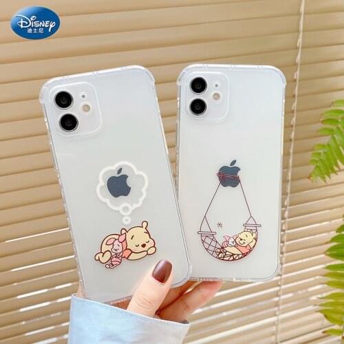 Original Disney Winnie the Pooh Silicone Luxury Cartoon Phone Case for Apple iPhone 12 Pro Shockproof Case Cover zz0711