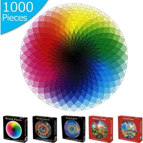 Puzzle 1000 Pieces 67.5*67.5 cm Jigsaw Puzzle Colorful Rainbow Round Geometrical Puzzle Adult Puzzles game Toy Home Decoration