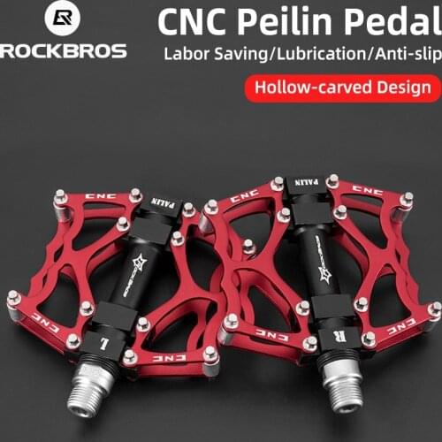 ROCKBROS MTB Road Bike Pedals Waterproof Aluminum Alloy Anti-slip CNC 2 Sealed Bearings Hollow-carved Design Bicycle Accessories