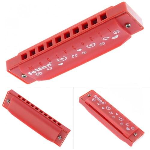 Plastic 10 Holes Diatonic Translucent Harmonica Musicical Instrument Childrens Toy Harmonica Gift for Music Lover Learner