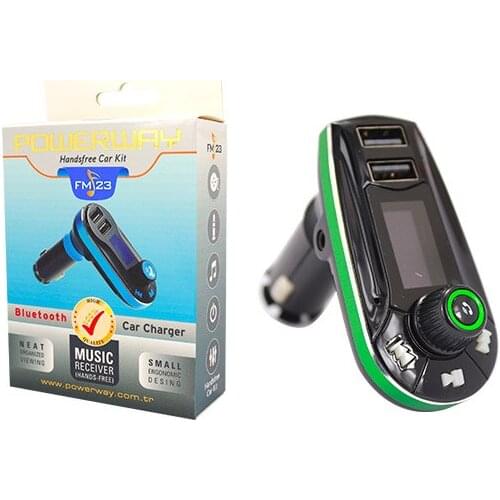 POWERWAY FM-23 BLUETOOTH FM TRANSMITTER USB/SD (HAFIZASIZ * DUAL USBLİ)