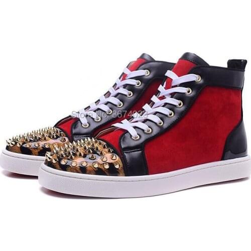 Qianruiti Mixed Color Sneakes Men High Top Casual Shoes Lace Up Platforms Leopard Flats Big Size 46 Chaussure Homme