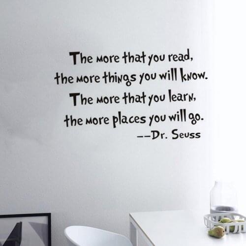 Removable Dr Seuss Wall Sticker Inspirational Education Black Wall Decals Stickers Decor Bedroom Living Room Classroom Offices