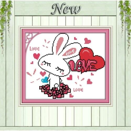 Nice rabbit love home decor crafts painting counted Printed on canvas DMC 11CT 14CT Cross Stitch Needlework kits embroidery Sets