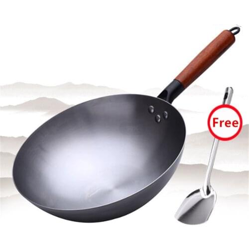 32cm Cauldron Cast Iron Wok Pan Nonstick Pans Cast Iron Wok Pan Frying Pan Gas Stoves Cast Iron Pan Cooking Pot Skillet Nonstick