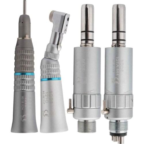 Dental Low Speed Handpiece Set Air Turbine Dental Handpiece Straight Contra Anlge Air Motor Midwest 4Holes BODE