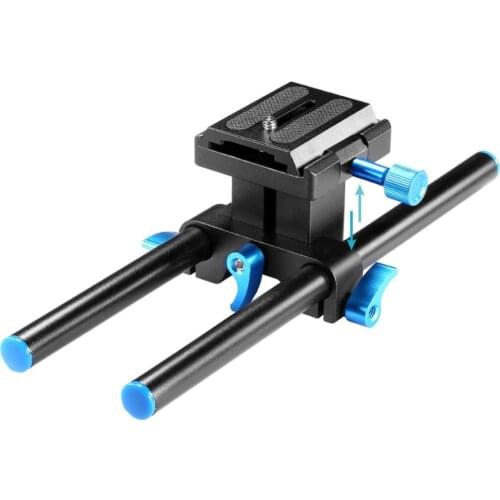 Neewer Universal Aluminum 15mm Rail Rod Support System High Riser DSLR Mount Baseplate 9.8"/25cm Long 1/4" Screw Quick Release