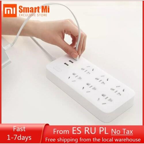Xiaomi Mijia Power Strip With 3 USB 2A Fast Charge Socket Plug 6 Standard Sockets Portable For Home Office US UK EU AU Adapter