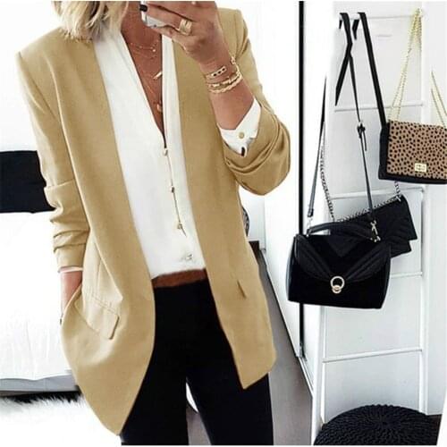 Women Elegant Business OL Coat Cardigan Fashion Slim Suit Solid Color Long Sleeve Office Lady Jackets Hot Sales Autumn A66