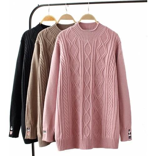 Women Large size 4XL Knit Sweater Autumn Winter Round neck Long sleeve Sweaters Pullover Female Bottoming shirt Casual Tops G754
