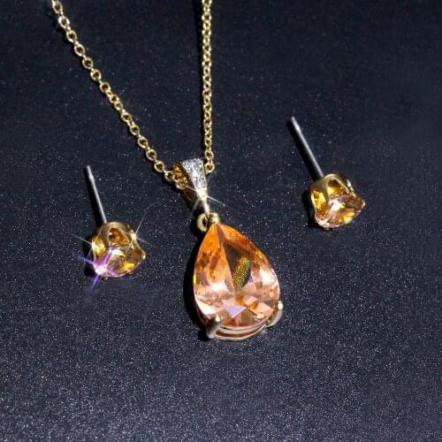 Drop Necklace Earrings Women Jewelry Set Silver Plated Cubic Zirconia Jewelry Set Give Girlfriend Birthday Gift Fashion Jewelry