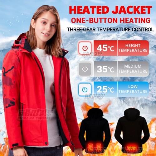 3 Areas Winter Mens Womens Heated Jacket Warm Thermal USB Heated Vest Clothing Hiking Hunting Camping Windbreaker Clothes