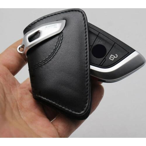 1Pcs Black Leather Style Car Smart Key FOB Cover Case Holder Shell Skin For BMW F15 F16 F48 5/7 Series F10 520li Accessories