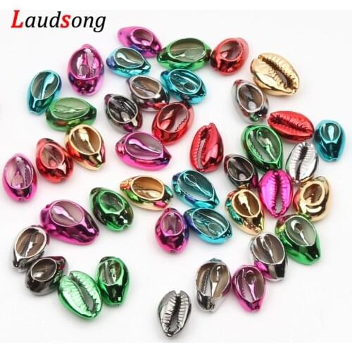 10Pcs/lot 10-20mm Mix Color Natural Sea Shells Plated Conch Loose Beads For Jewelry Making DIY Necklace Bracelet Accessories