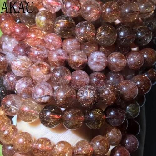 2bracelets Approx8-8.5mm AA grade AKAC natural copper rutile bracelet beads wholesale