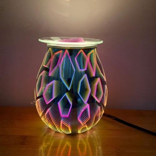 3D Firework Lamp Touch Wax Melt Incense Burner Practice Oil Diffuser Glass Aroma Decor Lamps for Bedroom Bedside Table Lamp