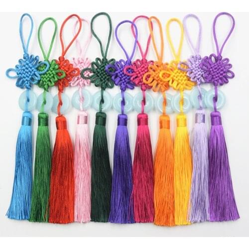 5Pcs Retro Chinese Knot Hang Rope Jade Tassels Fringe DIY Craft Knit Trim Jewelry Sachet Curtain Car Hang Gift Decor Accessories