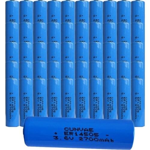 50PCS ER14505 battery 3.6v AA 2700mah lithium batteries ER 14505 liSOCL2 cell batteries LS14505 for GPS tracking Cameras