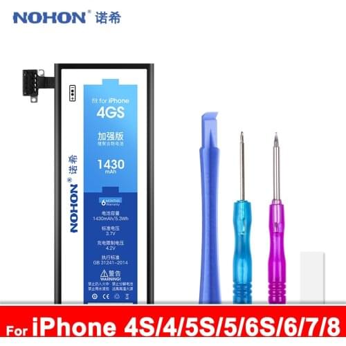 NOHON Original Battery For iPhone 4S 4 5S 5C 5 6S 6 7 8 Bateria For iPhone4S iPhone4 iPhone5 Phone Lithium Replacement Batteries