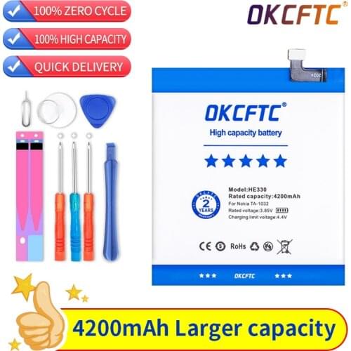 OKCFTC HE330 4200mAh Battery For Nokia 3 DUAL TA-1032 HE 330 Batteries Bateria Original HE330 2630mAh Battery For Nokia 3 DUA