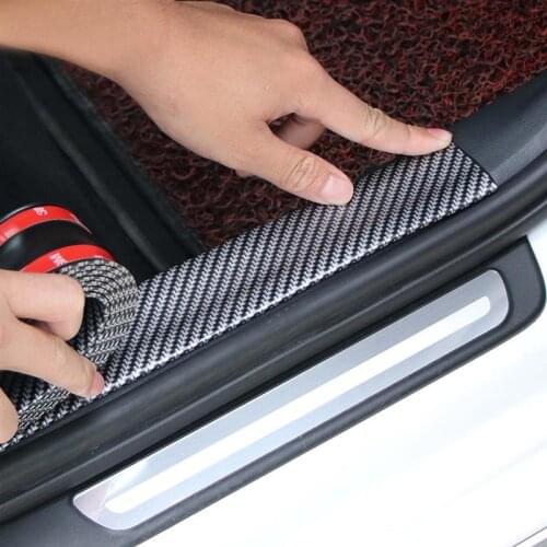 Car Stickers 5D Carbon Fiber Rubber Door Sill Protector for Lada vesta granta Hyundai Tucson I30 Solaris Creta Kona Accent
