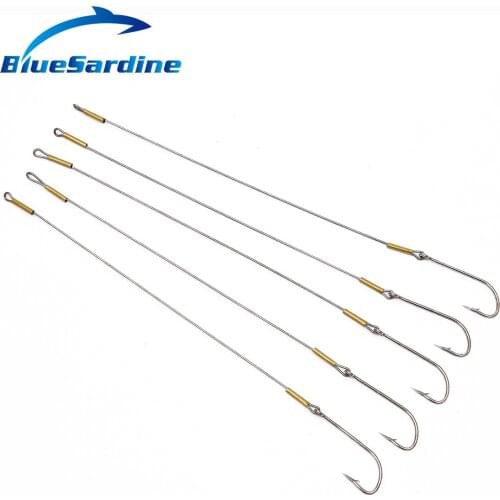 BlueSardine 5PCS Fishing Hook with Line 27CM Carbon Steel Fishhook Fishing Tackle