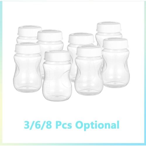 3/6/8PCS Breastmilk Bottles with Leakproof Lid Wide Neck BPA-free 180ml large capacity Breast Milk Collecting Storage Bottle
