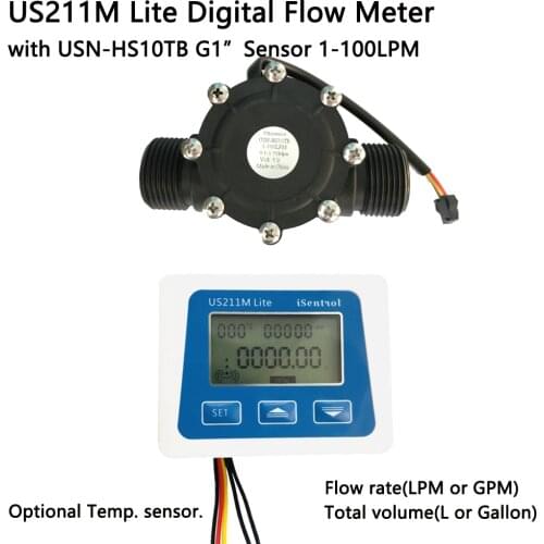 US211M Lite Digital Flow Meter G1" USN-HS10TB 1-100L/min 5V Flow Reader Compatible Hall Effect Water Flow Sensorn Saier Dijiang