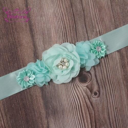 Boutique Solid Color Maternity Belt Turquoise Polygonal Flowers Waistband DIY Clothing Accessories Women Wedding Decoration