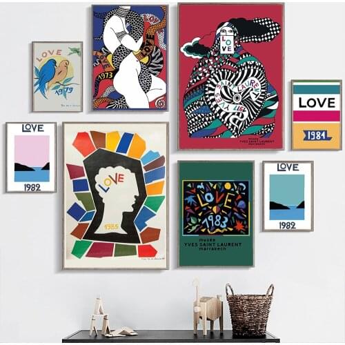 Canvas Painting Fashion Paris Luxury Brand Poster and Print Wall Art Love 1983 Woman Snake Pictures for Living Room Home Decor