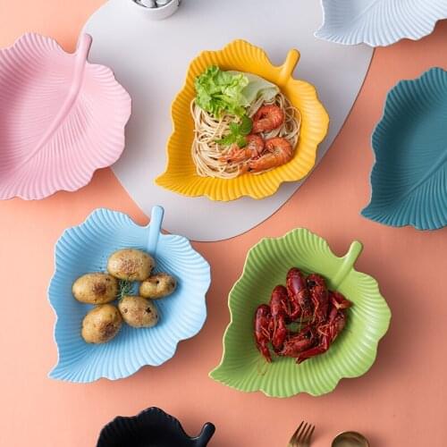 Ins Ceramic Storage Tray, Nordic Style Creative Luxury Fruit Dessert Plate, Living Room Leaves Simple Home Decoration, Tableware