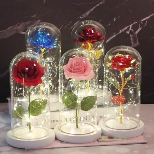Beauty And The Beast Rose In LED Glass Dome Forever Rose Red Rose Valentines Day Mothers Day Special Romantic Gift