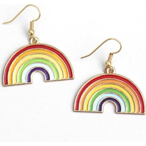 Beautiful Rainbow earringThe Rainbow After Wind and Rain Means Beauty and Luck , Enamel Rainbow charm Jewelr Earring