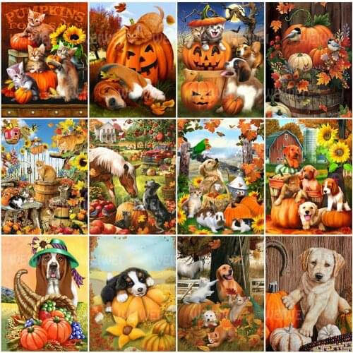 Halloween Cross Stitch Kits 5D DIY Diamond Embroidery Diamond Painting Cartoon Rhinestone Art Dog Handmade Hobby Handicraft Gift