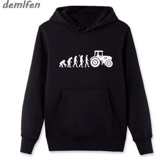 Mens Brand Fashion Hoody Fleece Sweatshirt Evolution Tractor Funny Hoodie Casual Fashion Zipper Cool Jacket Tops