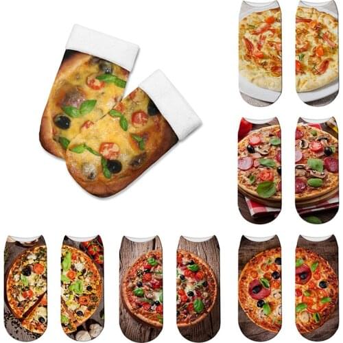 Fashion Women Unisex New Painting Socks Men 3D Pizza Printed Pattern Harajuku Socks Funny Food Cotton And Ankle Socks For Women