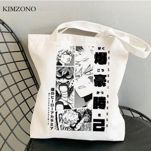 My Hero Academia shopping bag cotton shopper handbag tote eco canvas bag bolsas reutilizables string shoping fabric sac toile