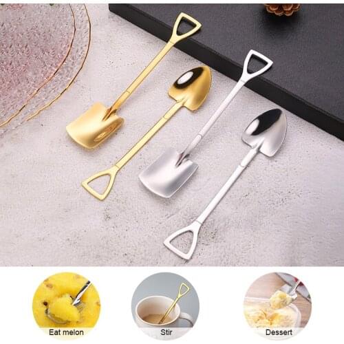 Stainless Steel Coffee Spoon Shovel Set Creative Ice Cream Scoop Shovel Christmas Gift Tea Spoon Tableware