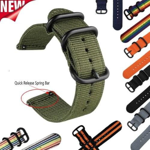 22mm 20mm 24mm 18mm Nato Nylon Watch Band Strap Accessories for Amazfit bip pace stratos for Samsung Gear S3/S2 Sport Galaxy Watch 46mm Ticwatch Pro/E