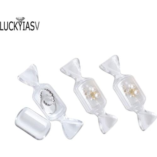 New Mini Portable Lovely Cute Transparent Candy Shape Jewelry Box Necklace Ring Small Earring Product Box Give Gift Storage Box