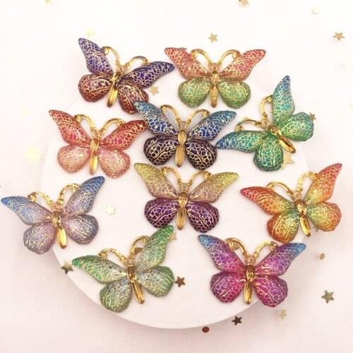 New Shiny Colorful Butterfly Flat Back Rhinestone Appliques 1 Hole Wedding Home Figurines Craft Gift DIY (Color You Choice)