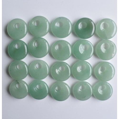 New good quality natural green aventurine gogo donut pendants beads 18mm for jewelry making Wholesale 20pcs/lot free shipping