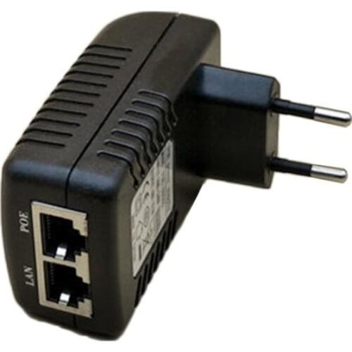 Flameproof POE Injector Black Power Over Ethernet Adapter 24V 1A EU Plug Power Over Ethernet Adapter Anti-scratch EU Plug Safe