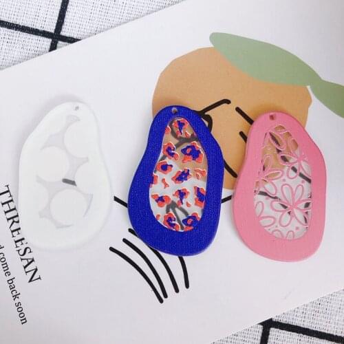 6PCS Fashion Flower Fruit Lemon Slice Abstract Painting Pendant Acrylic Material Irregular Shape Necklace Earring Pendant