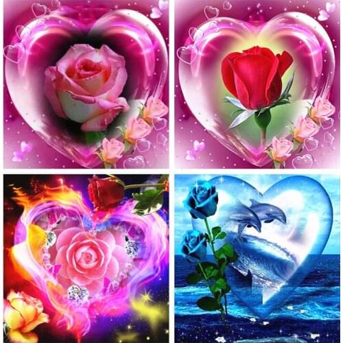 Full Small Drill Diamond Embroidery Flower Red Rose 5D Diy Diamond Painting Orchid Diamond Mosaic Home Decor Christmas Gift